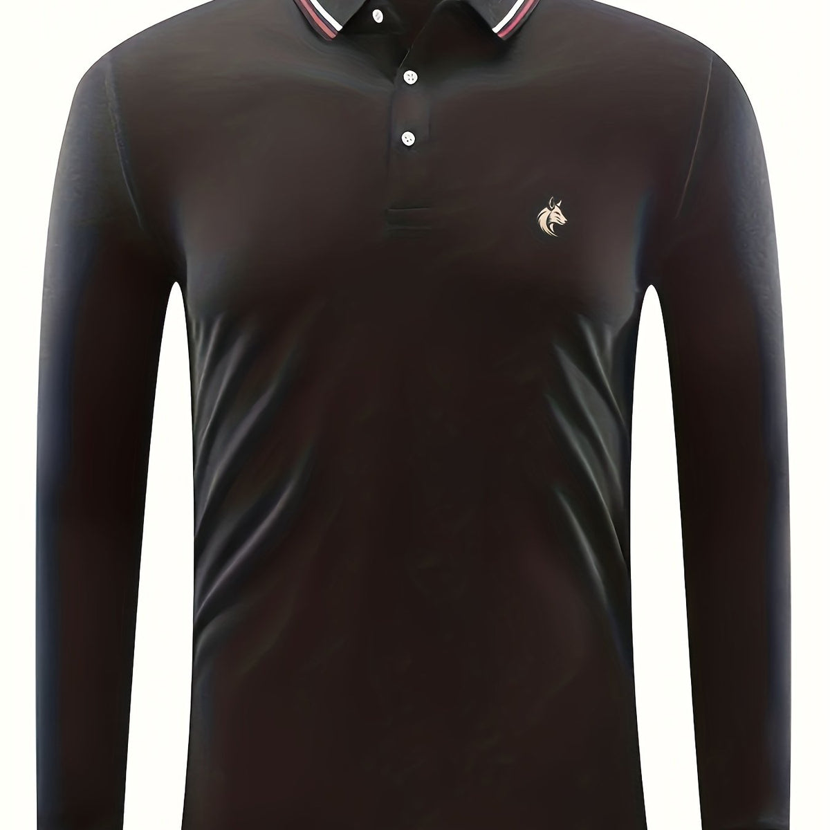 Fox Print Men's Lightweight Polo Shirt Long Sleeve Casual Button Up