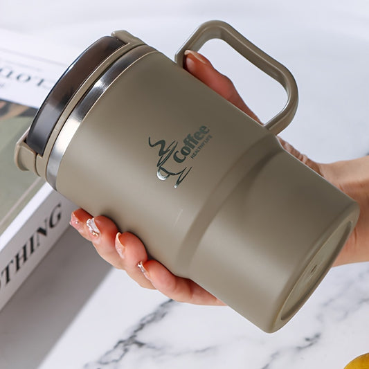 Stainless Steel Insulated Coffee Cup with Lid Spoon Reusable Multifunctional Cup