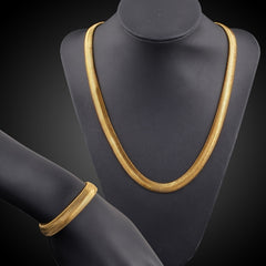 2pcs Men's Snake Chain Necklace & Bracelet Set Hip Hop Accessories