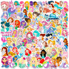 100pcs Mermaid Stickers For Laptop Cups Water Bottles Skateboard Luggage