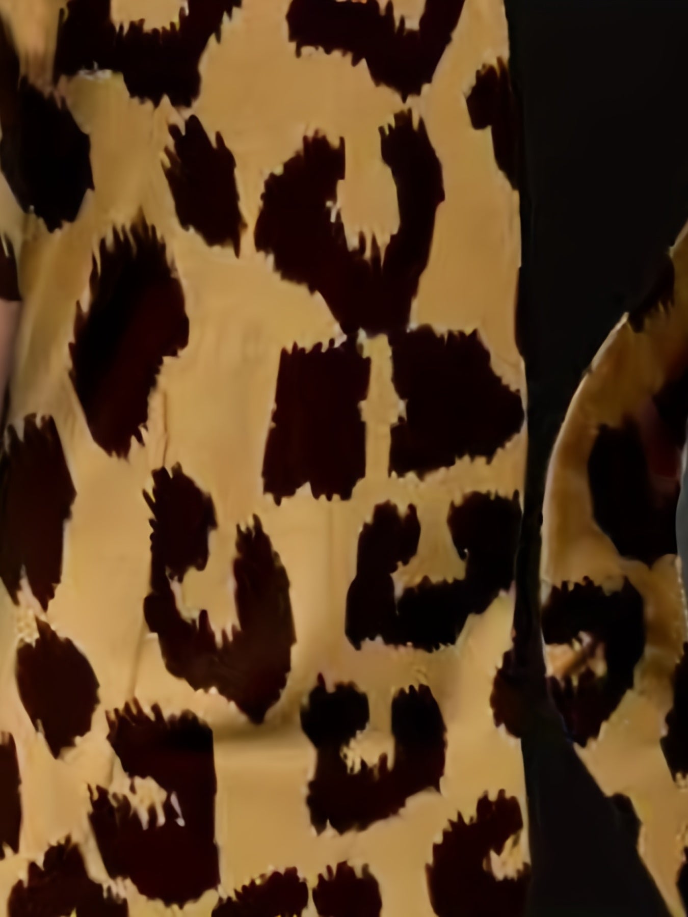  Colorblock Leopard Print Short Sleeve Dress