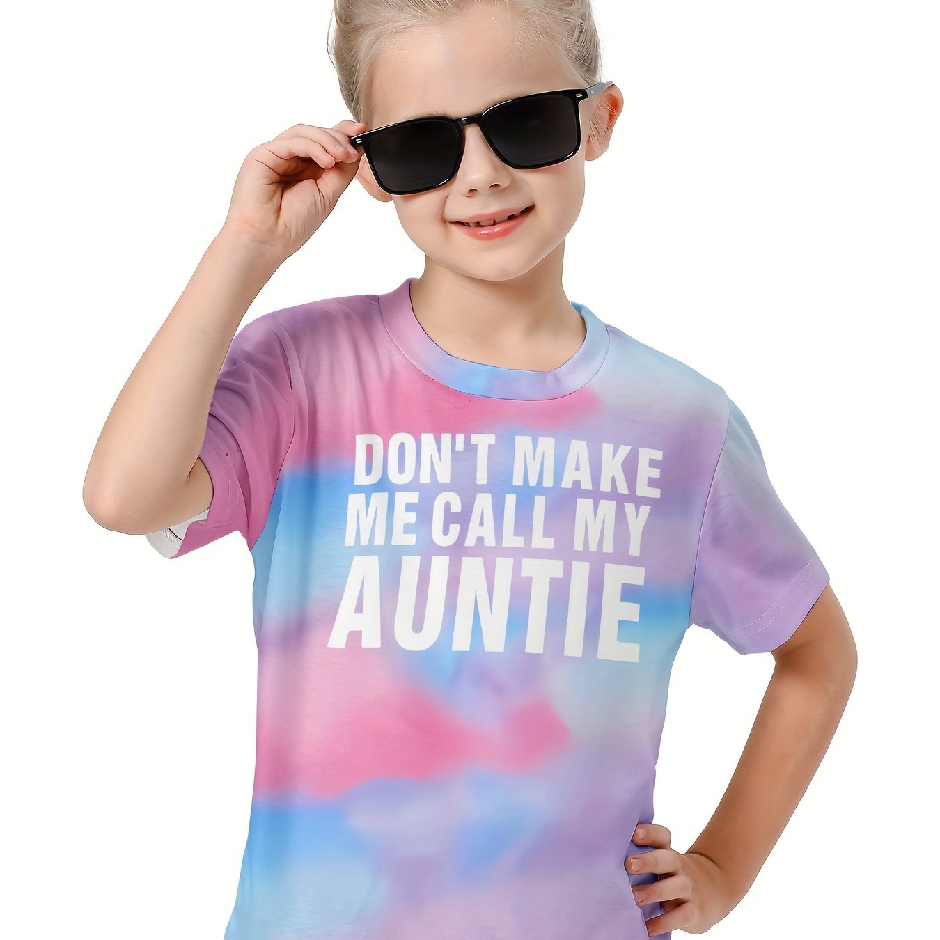 Kids Tie Dye T-shirt with 'Don't Call My Auntie' Print