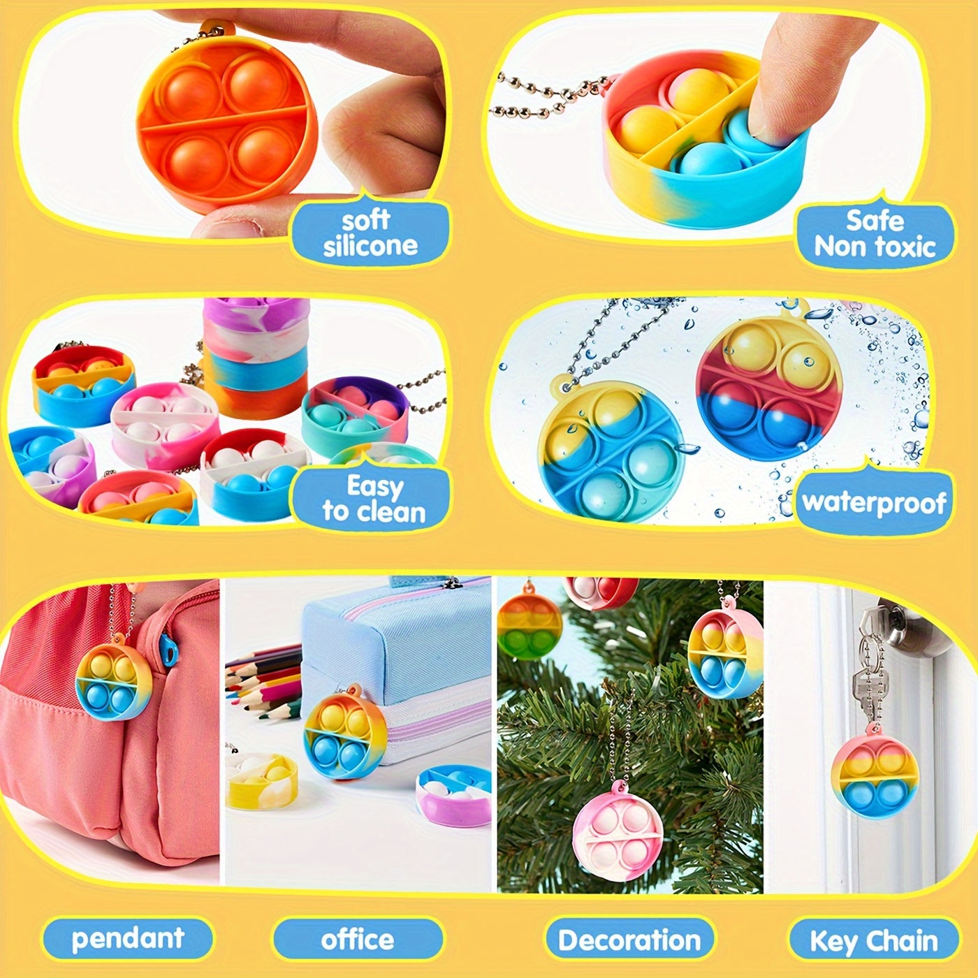 Bulk Sensory Fidget Keychains 90pcs for Kids Party Favors