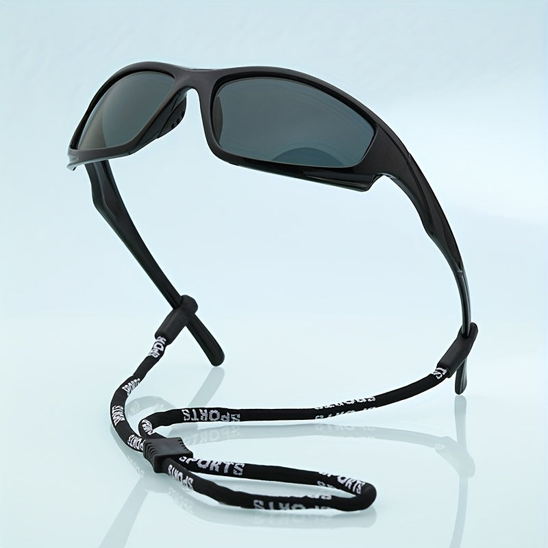 Y2K Wrap Around Sports Sunglasses UV400 Sun Shades with Strap