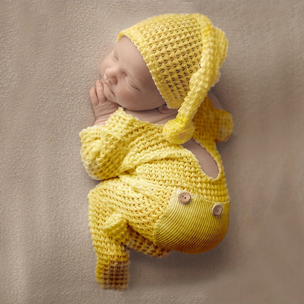 Cute Newborn Photography Outfit - Bodysuit & Knitted Suit
