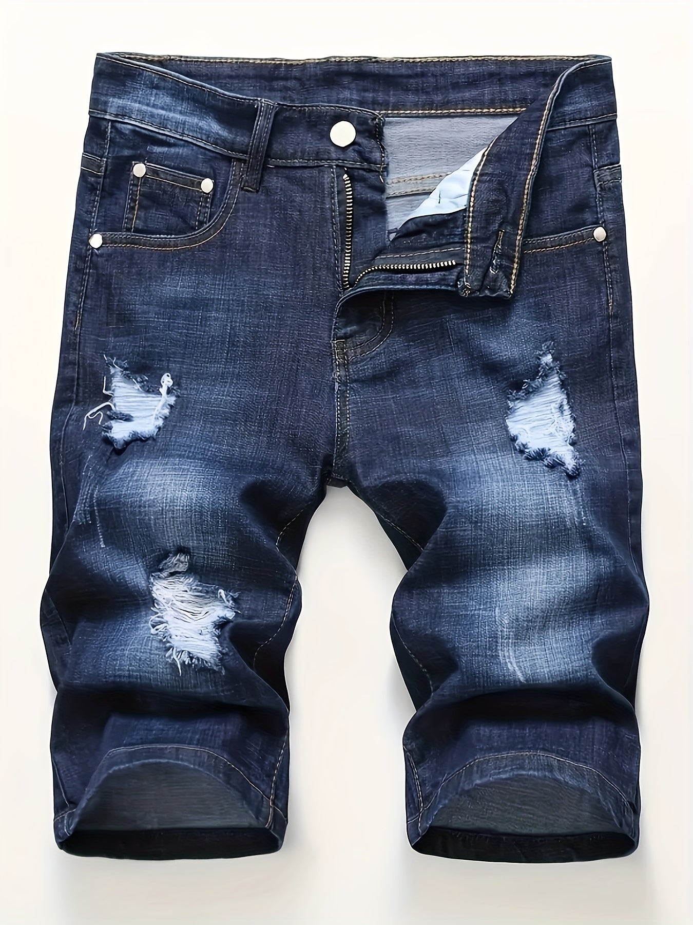 Men's Slim Fit Ripped Denim Shorts Distressed Street Style Summer Shorts