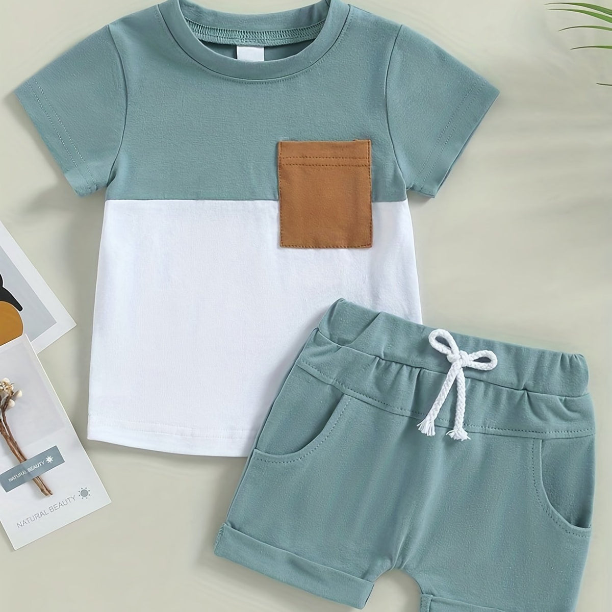 2pc Baby Boys Short Sleeve Top & Shorts Set for Summer