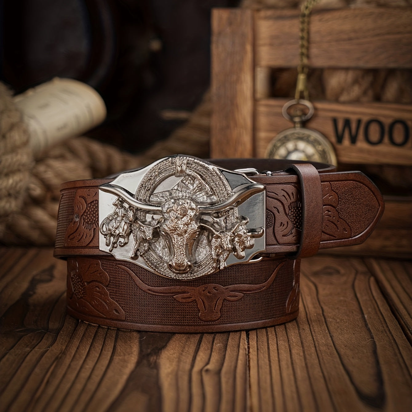 Western Style PU Leather Belt For Men