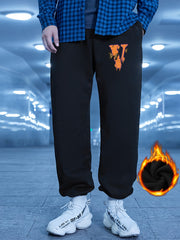 Men s Casual Warm Loose Sweatpants Winter Cartoon Print Jogger