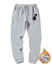 Cartoon Ghost Warm Sweatpants Men's Jogger Pants