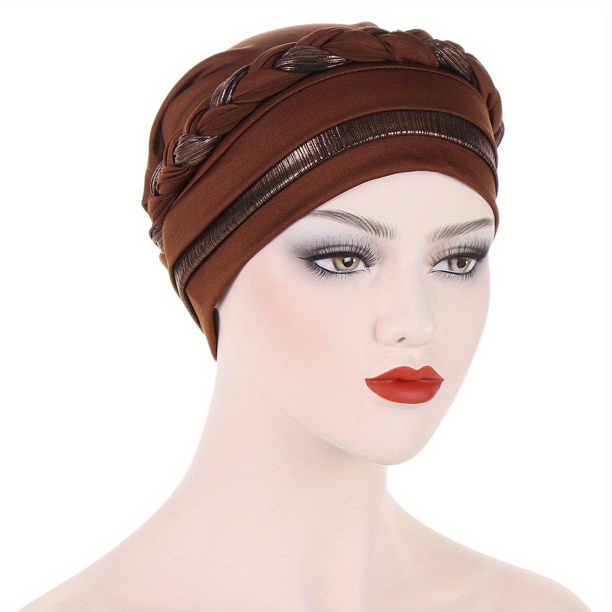 Braided Twist Turban Hat Block Beanies Women's Bandana Outdoor Hijab Hat