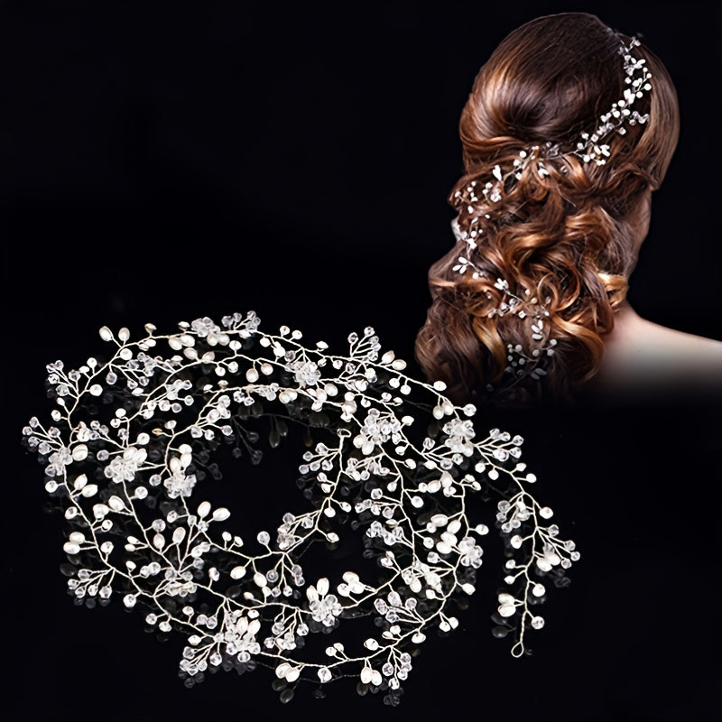 Wedding Bridal Headband Headpieces Crystals Faux Pearls Hair Vine