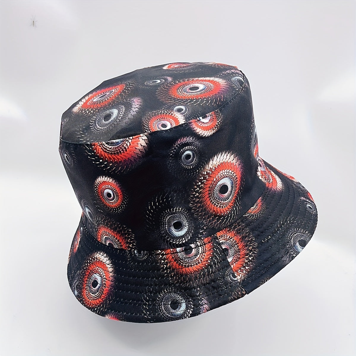 Geometric Swirl Print Bucket Hat Reversible Cotton Sunscreen Cap