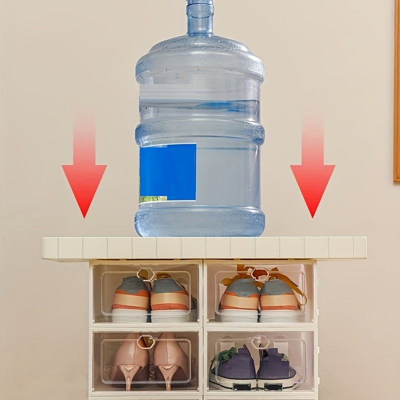 12pcs High Shoe Box Transparent PP Stackable Shoes Storage Boxes for Men & Women