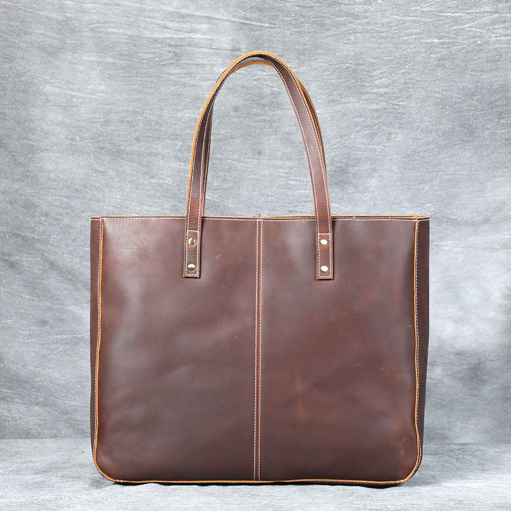 Retro Leather Tote Bag Large Capacity