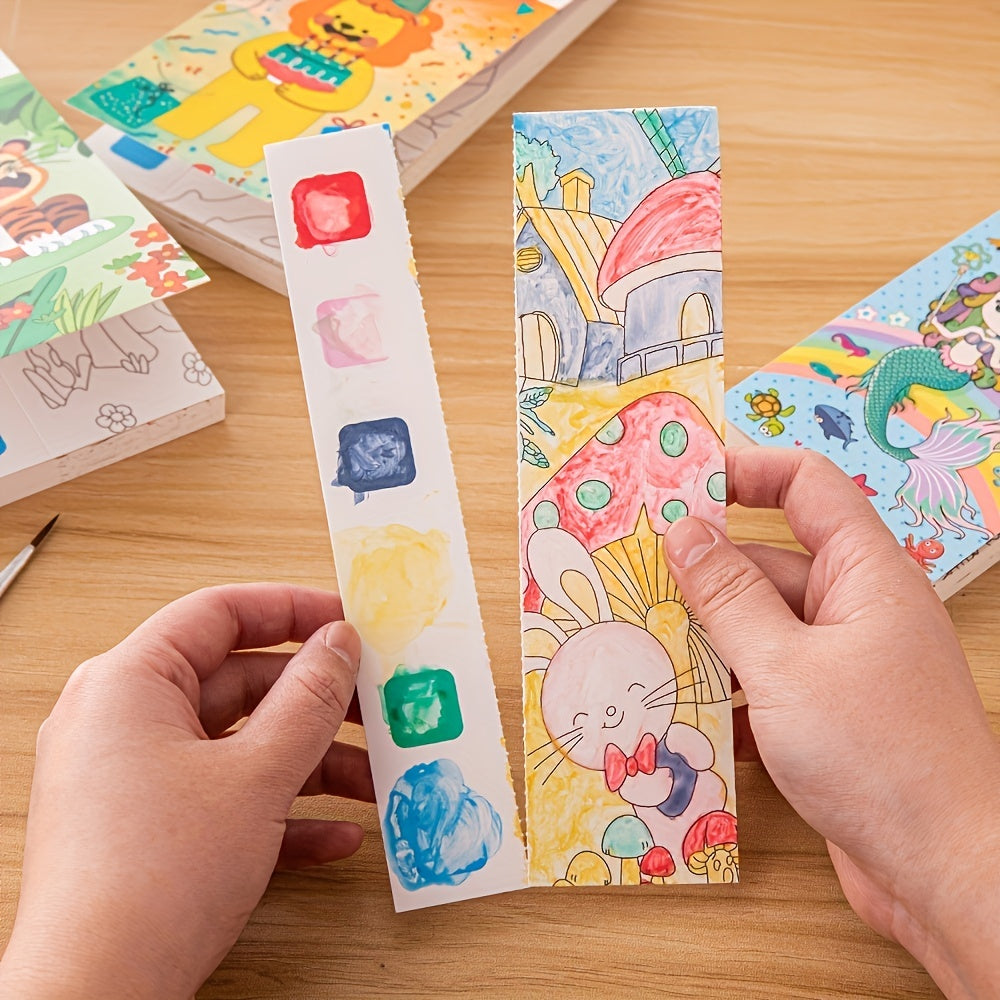 12pcs Watercolor Coloring Book for Kids, Built-in Watercolor Palette