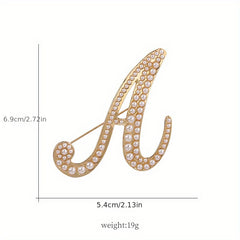 Letter Brooch Alloy Inlaid Diamond Pin Corsage