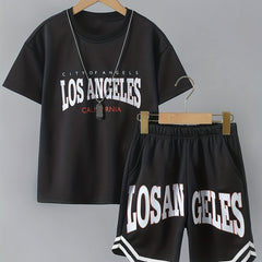 Boys 2pcs T shirt & Shorts Set Crew Neck Tee Top Casual Kids Clothes Summer