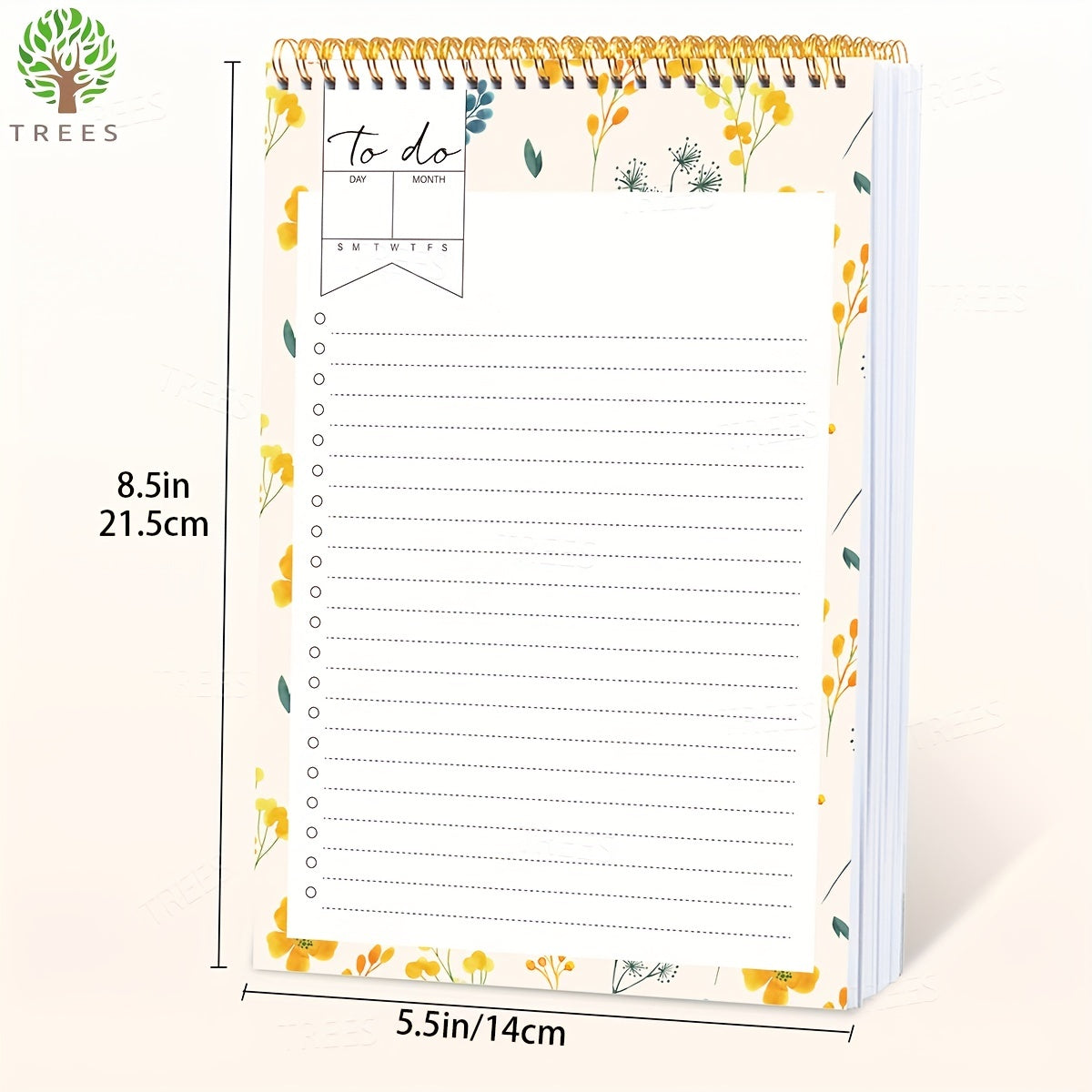 Flower Pattern Daily Planner To Do List Notepad Spiral Organizer