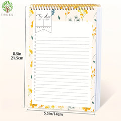 Flower Pattern Daily Planner To Do List Notepad Spiral Organizer
