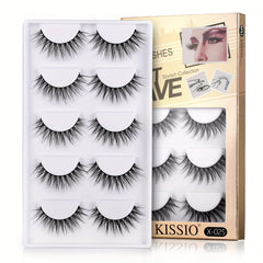 5 Pairs Natural Looking Self Adhesive 3D False Eyelashes, 6 Styles
