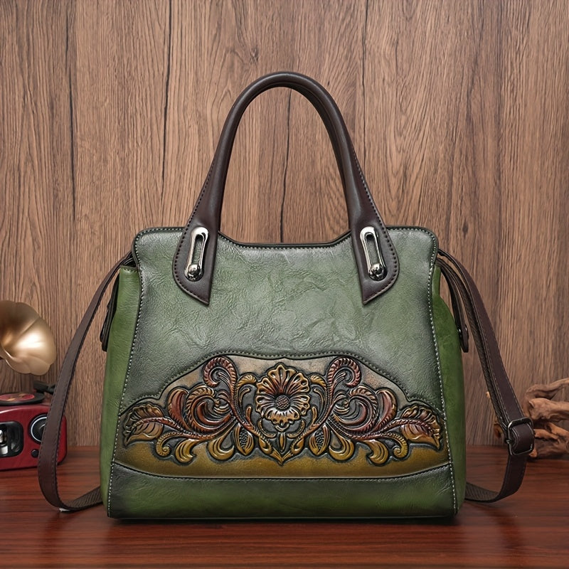 Women's Vintage Embossed Shoulder Bag Stylish Handheld Purse