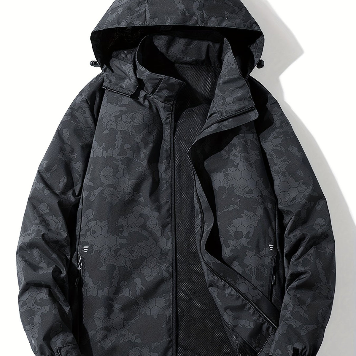 Detachable Hood Waterproof Camo Pattern Men's Jacket