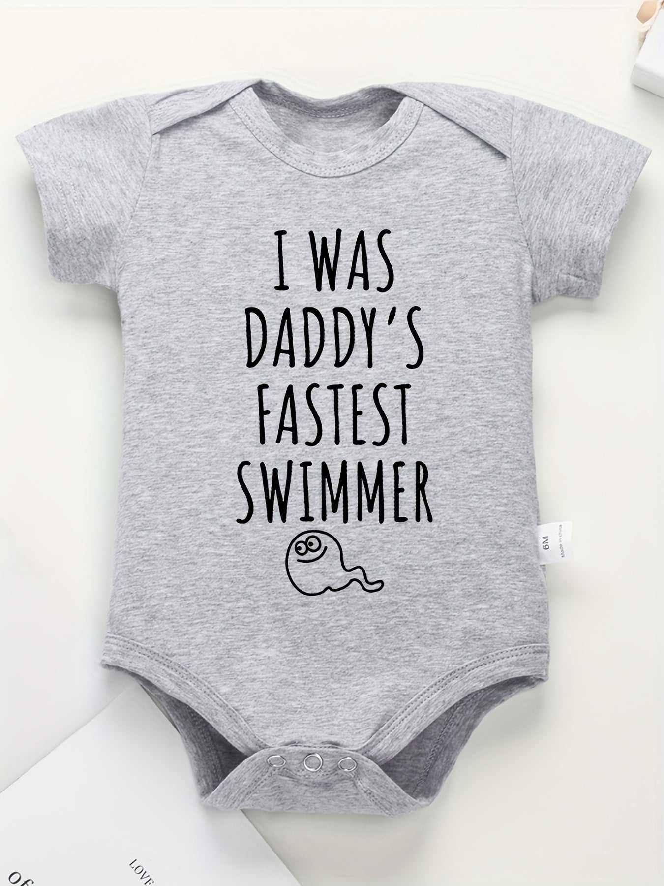 Baby Boys Fastest Swimmer Print Romper For Summer
