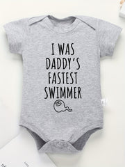Baby Boys Fastest Swimmer Print Romper For Summer