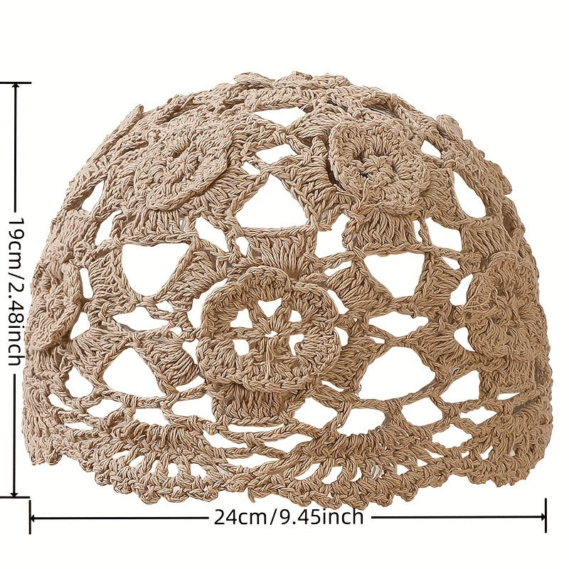 Soft Crochet Hollow Beanie Hat For Women Knitted Slouch