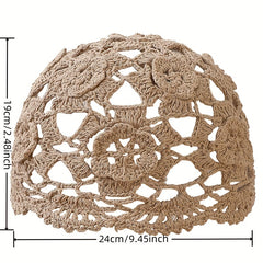 Soft Crochet Hollow Beanie Hat For Women Knitted Slouch