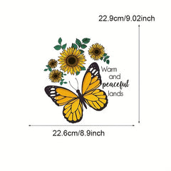 4pcs Butterfly Sunflower Iron-on Heat Transfer Stickers DIY Clothing T Shirt