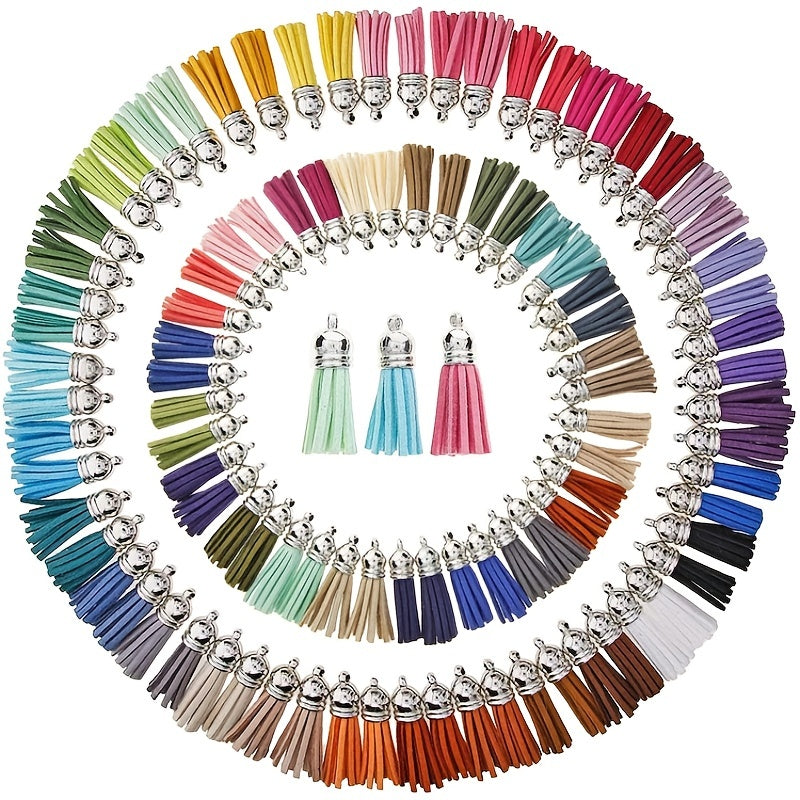 10pcs 38mm Leather Tassel Cap Charms Earring Fringe Keychain Pendant Straps