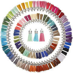 10pcs 38mm Leather Tassel Cap Charms Earring Fringe Keychain Pendant Straps