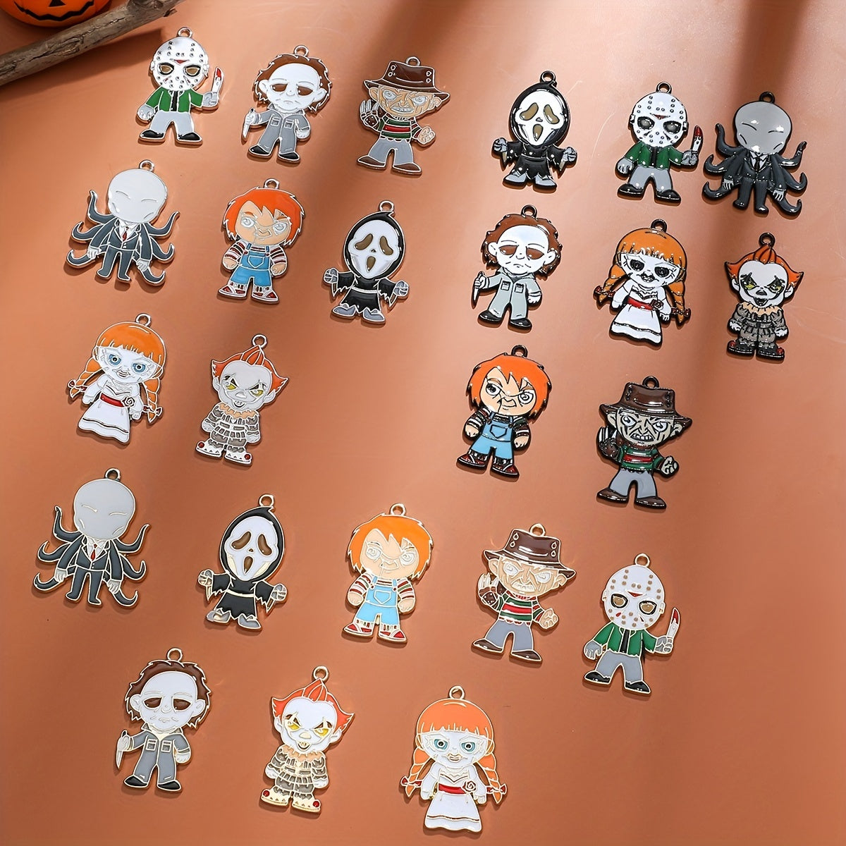 8pcs Cartoon Anime Pendant Set Keychain Necklace Earrings Bracelet Anklet