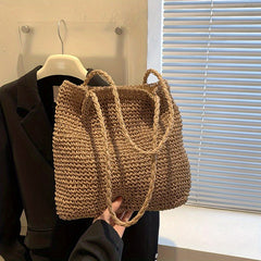 Large Straw Tote Bag Woven Beach Shoulder Bag for Travel