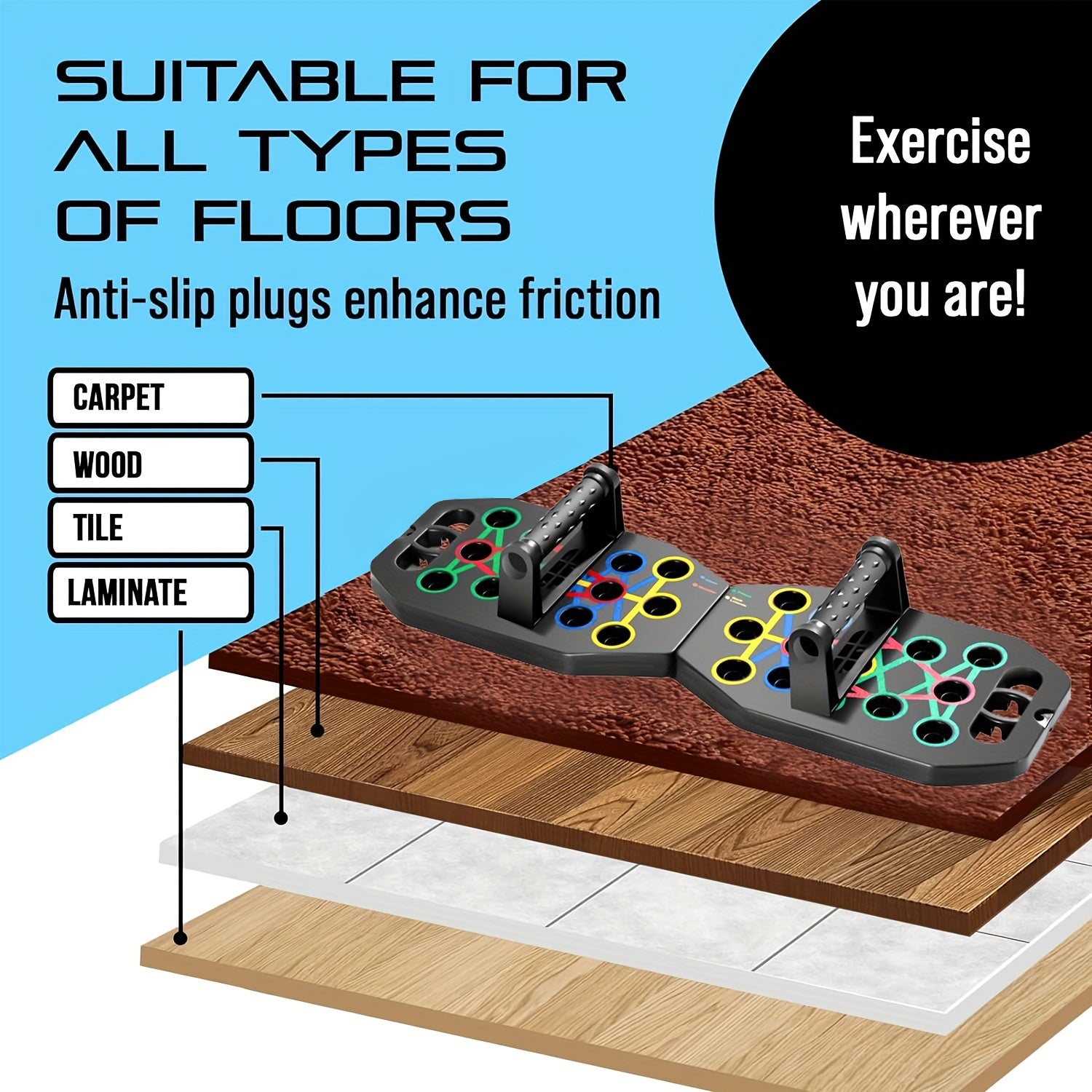 Foldable Push up Board 28 Holes Home Gym Workout