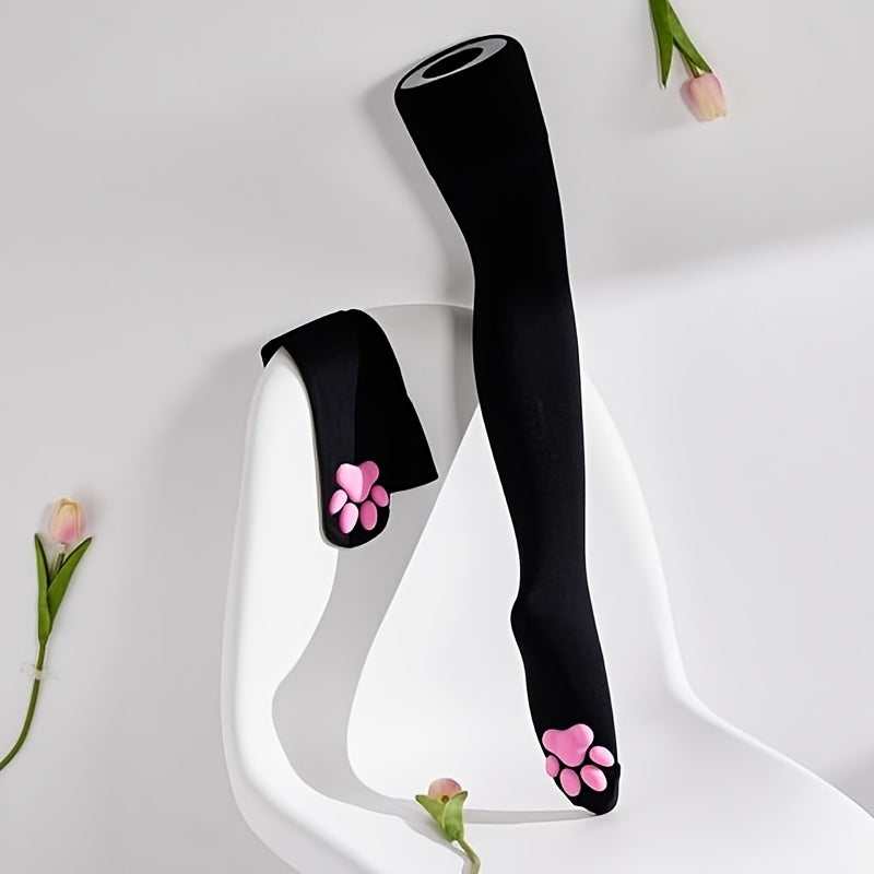 Women's Cat Paw Pad Thigh High Socks 3D Kitten Claw Stockings