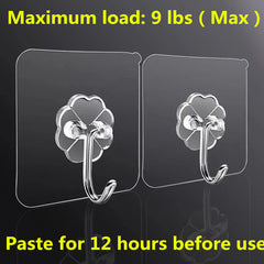 10pcs Plastic Clear Sticky Hooks Adhesive Wall Hook No Trace No Punching Sticker