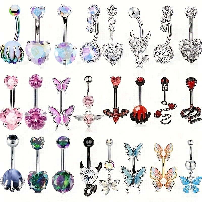 4PC Bee Navel Bar Pack Cz Belly Ring Set Women Belly Button Piercing