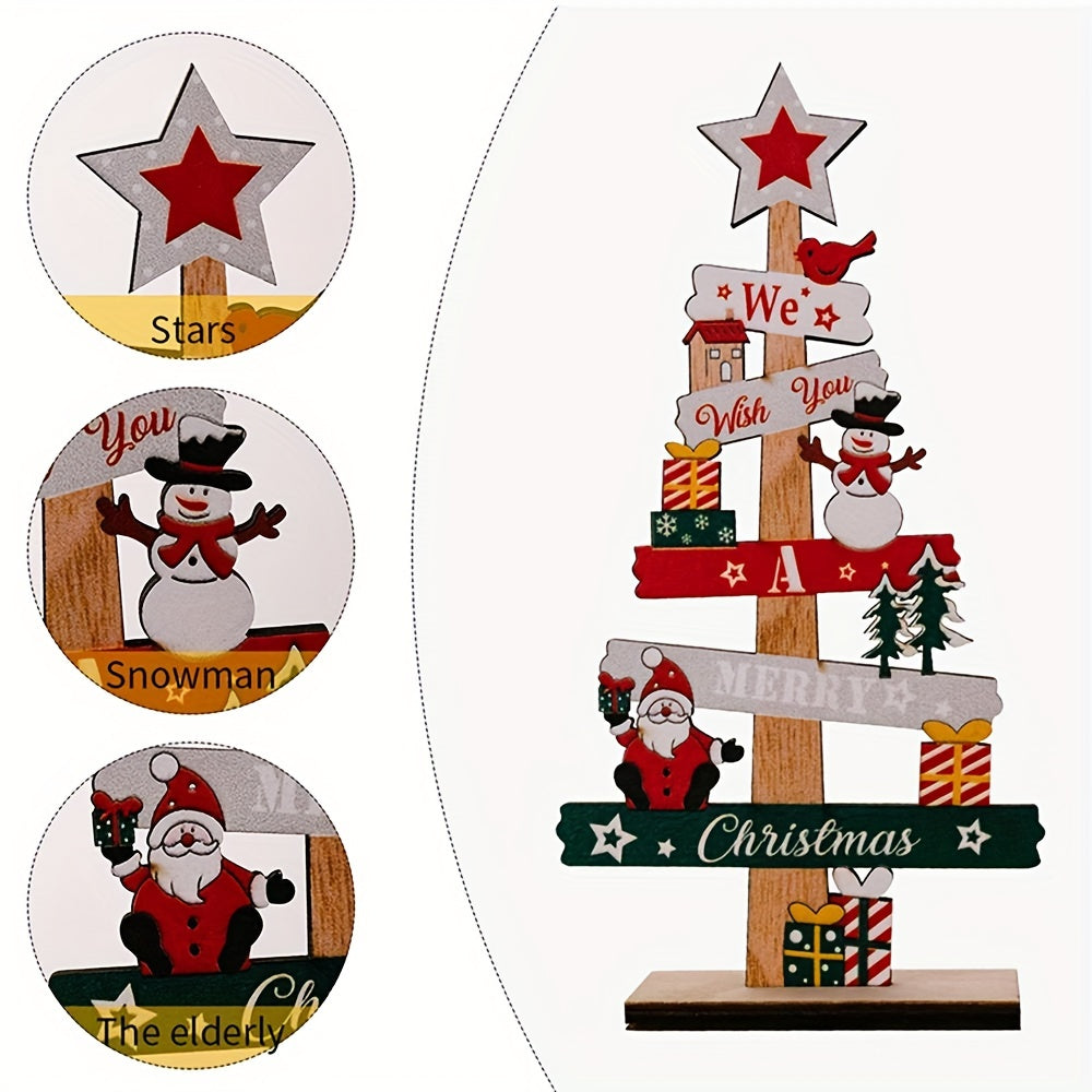 Christmas Tree Santa Claus Wooden Sign Xmas Decoration Party