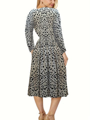  Boho Dress Colorblock Dot & Floral Print