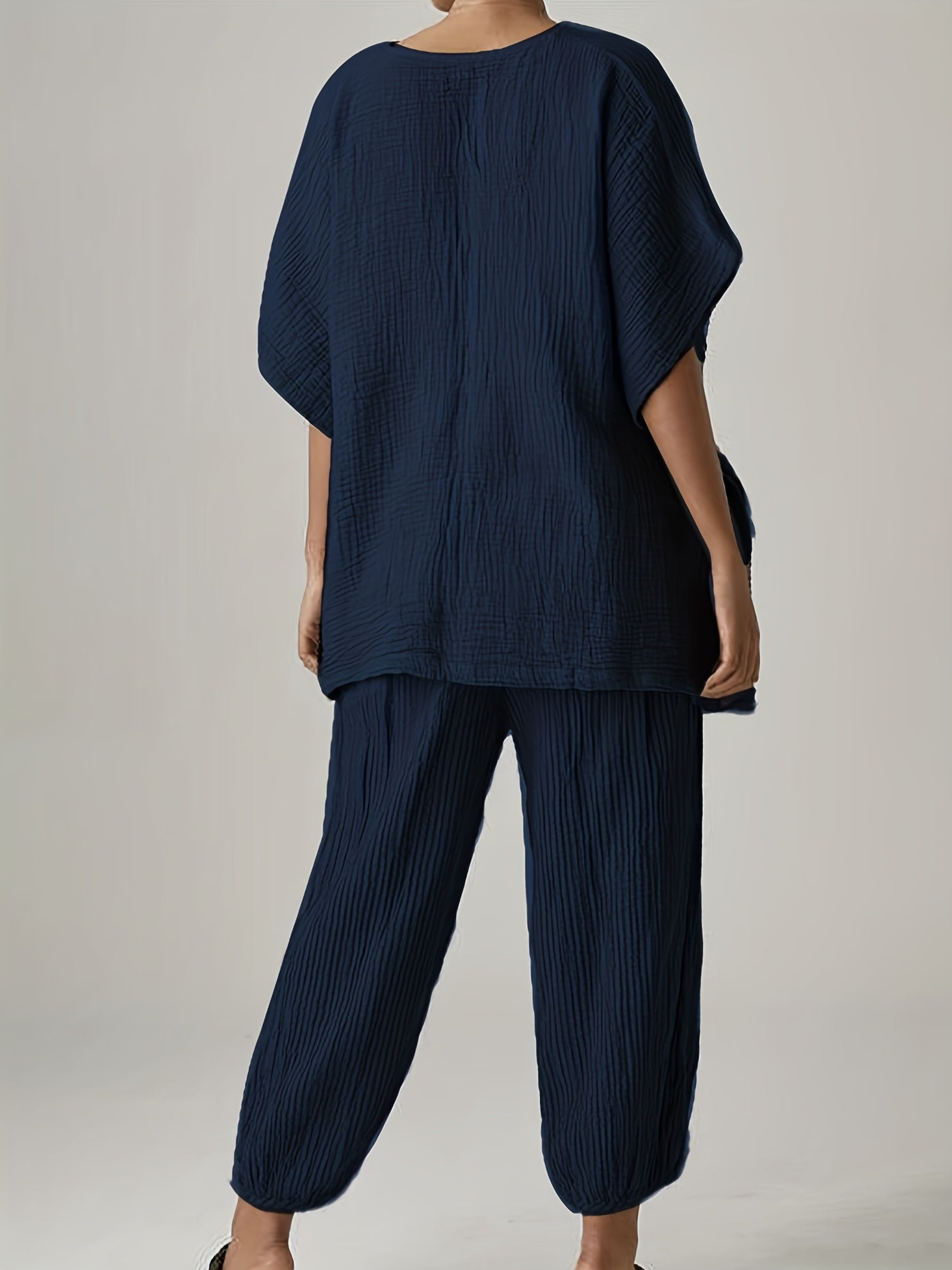  Solid Top & Wide Leg Pants 2 Piece Set