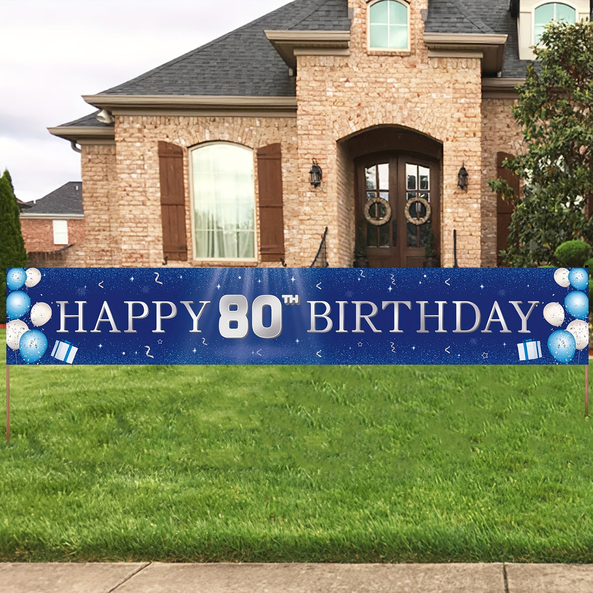 80th Birthday Banner & Yard Signs - Indoor/Outdoor Party Decorations