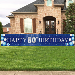 80th Birthday Banner & Yard Signs - Indoor/Outdoor Party Decorations