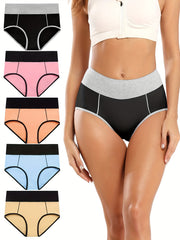 5pcs High Waist Briefs Stretchy Intimates Panties Women's Lingerie