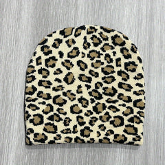 Leopard Print Winter Sport Beanie Hat with Ear Protection