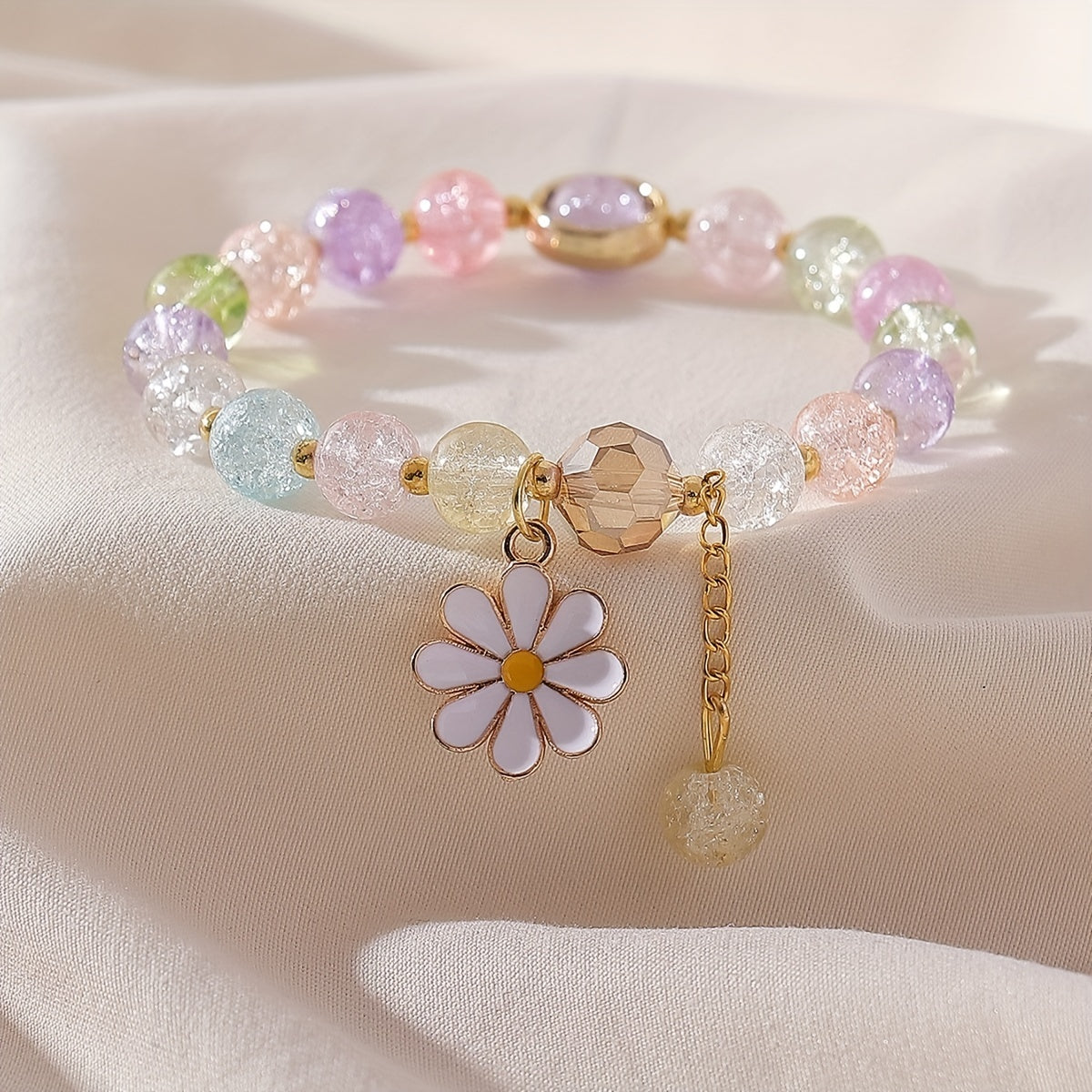 Summer Style Beaded Daisy Pendant Bracelet for Women