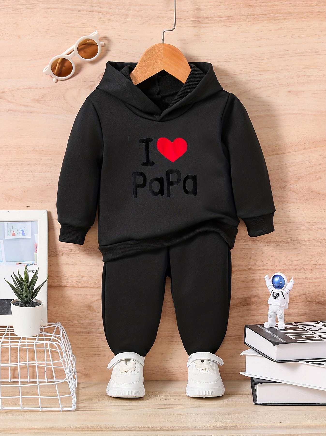 Kids Love Letter Print Casual Outfit Infant Baby Sweatshirt Trousers Set