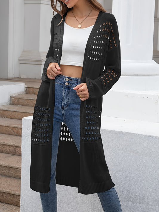  Eyelet Embroidered Long Sleeve Open Front Cardigan